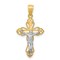 10K Gold & Rhodium Plated Filigree Cross Crucifix Pendant Charm 25mm x 14mm